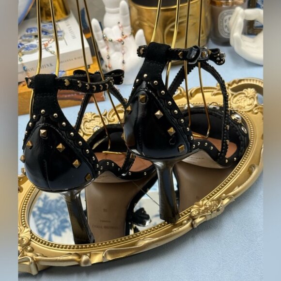 🆕 KURT GEIGER LONDON 🧿 NWOB Mini Bow Eyelet Heel Sandal, Black - Sz 37 US 7 - Picture 9 of 15